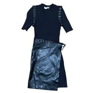 SIMKHAI Black Gianna Compact Vegan Combo Mini Dress Revolve Women's Small NWOT‎